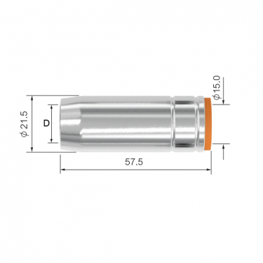 Сопло газовое для горелки PARKER SGB2500 (для точечной сварки, D18.0/57.5/1.75мм, упак. - 5 шт.)