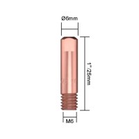 Контактный наконечник PARWELD BZL SB140A/SB150A (d=1.0мм, ECu, M6x25x6мм, упаковка 25 шт.)