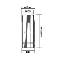 Сопло коническое горелки PARWELD BZL (d=12.0мм, на резьбе М8, упаковка 5 шт.)